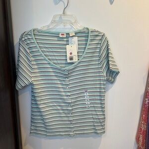 Levi's Striped Short Sleeve Tee - Mint and White
